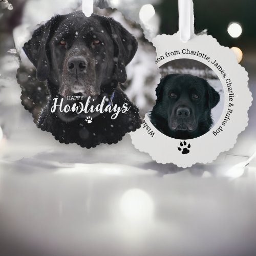Christmas Personalized Photo Happy Howlidays Dog Ornament Card