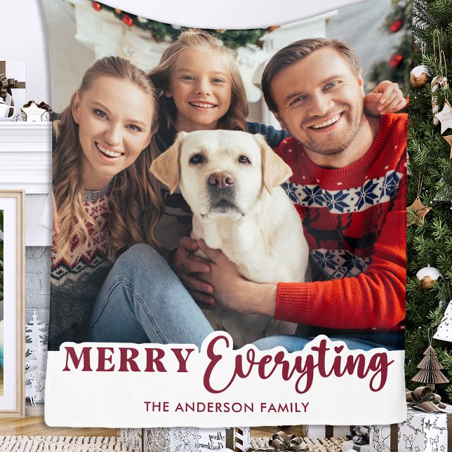 Christmas Personalized Photo Merry Everything Fleece Blanket (Creator Uploaded)