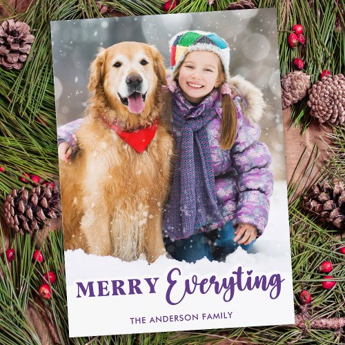 Christmas Personalized Photo Merry Everything  Holiday Card