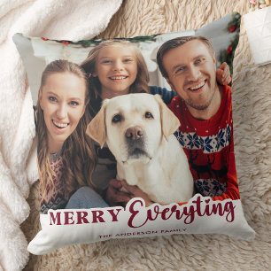 Christmas Personalized Photo Merry Everything Throw Pillow