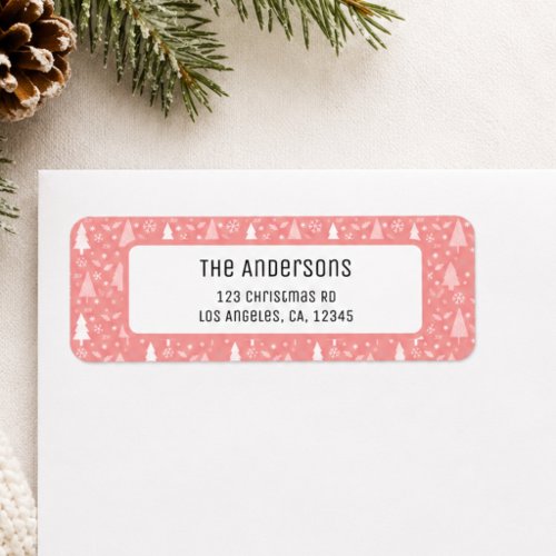Christmas Personalized Pink Return Address Label