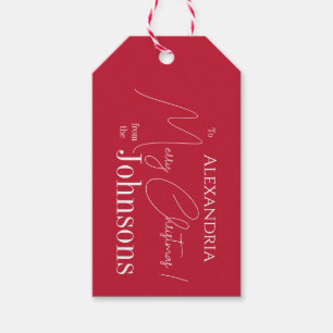 Christmas Personalized Red Family Name Gift Tags