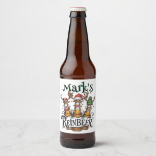 Christmas Personalized Reinbeer Beer Bottle Label