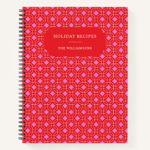 Christmas Personalized Retro Red Holiday Recipe Notebook