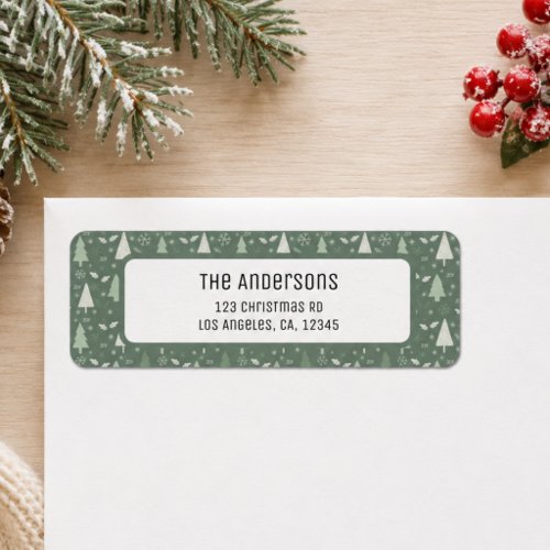 Christmas Personalized Sage Green Return Address Label