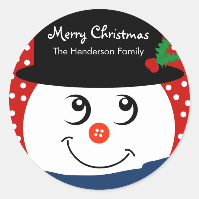 Christmas Personalized Sticker - Snowman (Front)