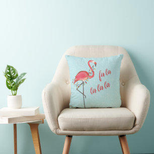Christmas Personalized Watercolor Pink Flamingo Throw Pillow