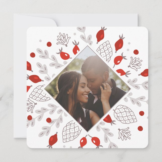 Christmas Personalized Winter Foliage Photo Holiday Card (Front)