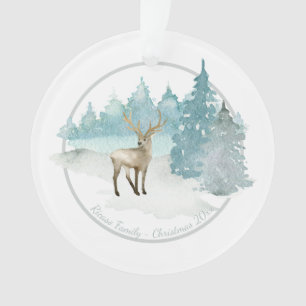 Christmas Personalized Woodland Winter Deer Ornament