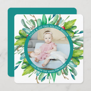 Christmas Personalized Wreath Photo Holiday Card