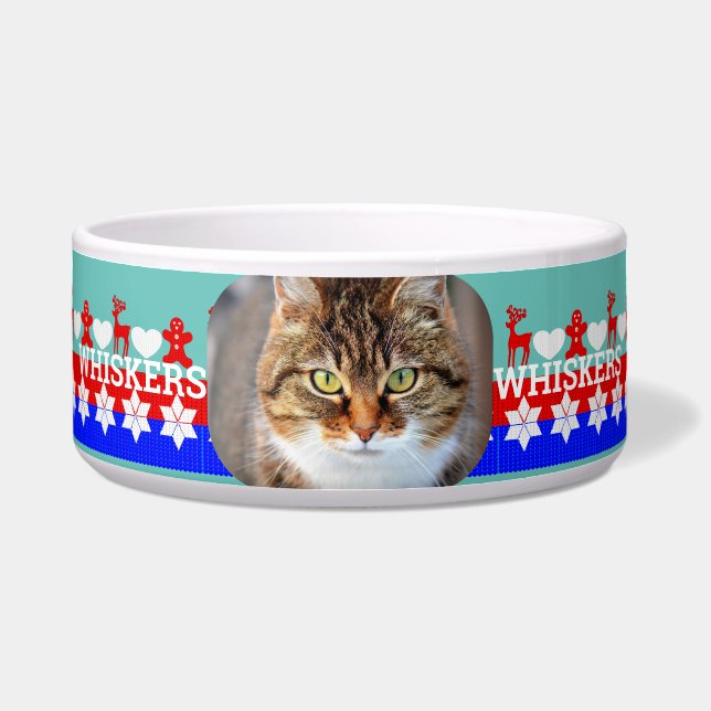 Christmas Pet Dog | Cat Personalized Photo Bowl (Front)