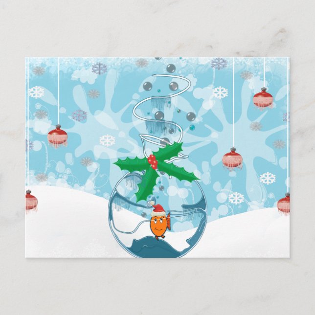 Christmas Pet Fish Splat Holiday Postcard (Front)