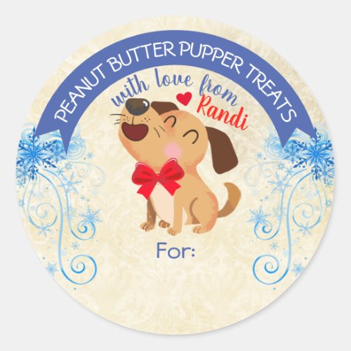 Christmas pet food dog treats personalized to from classic round sticker