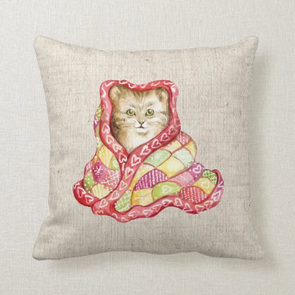 christmas pet kitten cat linen look cushion