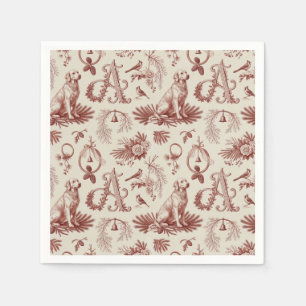 Christmas Pet Monogram A Golden Retriever Napkins
