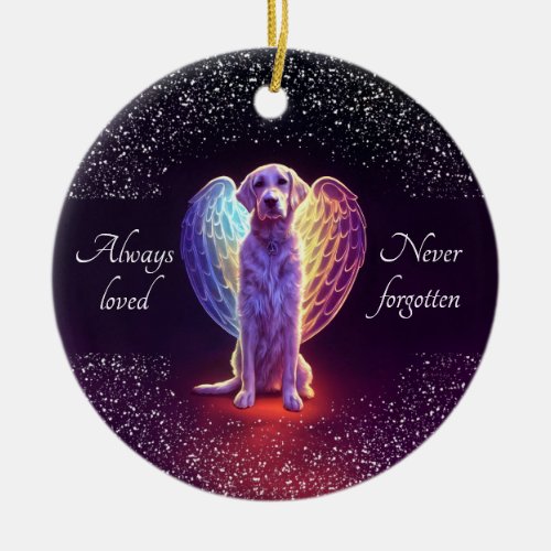 Christmas Pet Photo Memorial Dog Angel Wings Ceramic Ornament