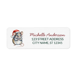 Christmas Pet Rat with Santa Hat Return Address Label