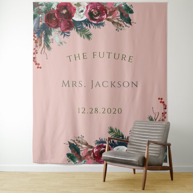 Christmas Petal Future Mrs.Bridal Shower Backdrop (In Situ)