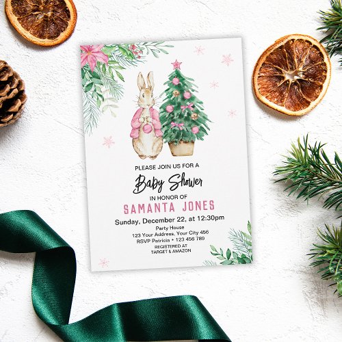 Christmas Peter Rabbit Baby Shower Invitation