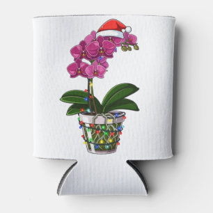 Christmas Phalaenopsis Moth Orchid Holiday Lights  Can Cooler