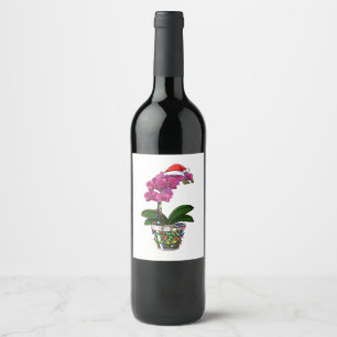 Christmas Phalaenopsis Moth Orchid Holiday Lights Wine Label