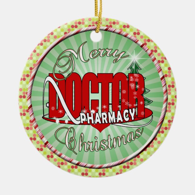 CHRISTMAS PHARMACY DOCTOR CERAMIC ORNAMENT (Front)