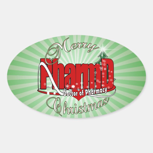 CHRISTMAS PharmD Doctor of Pharmacy Oval Sticker (Front)