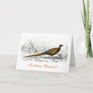 Christmas Pheasant - vintage art folded Holiday Card