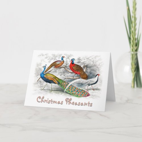 Christmas Pheasants _ vintage art Folded Holiday Card