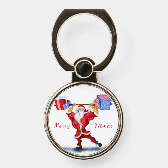 Christmas Phone Ring Stand Gift Bodybuilder Santa (Front)
