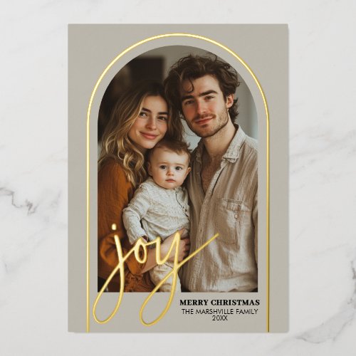 Christmas Photo Arch Vertical - Botanical JOY Foil Holiday Card