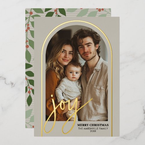 Christmas Photo Arch Vertical - Botanical JOY Foil Holiday Card
