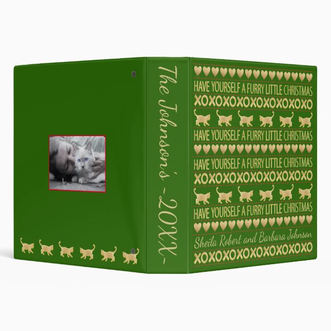 Christmas Photo Binder Personalize Furry Cats (Background)