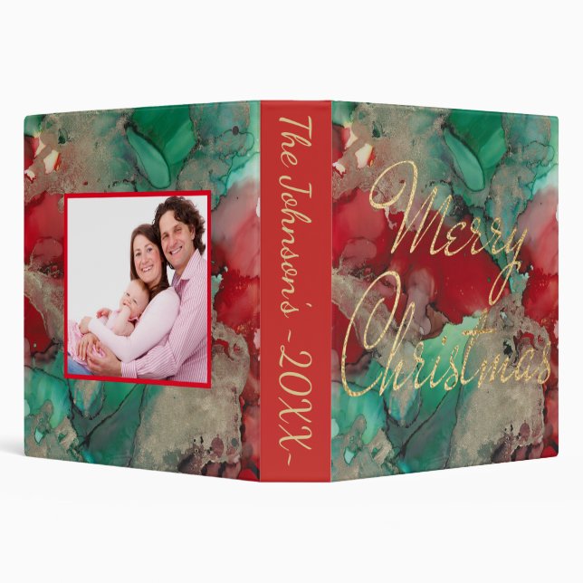 Christmas Photo Binder Personalize Red, Green Inks (Background)