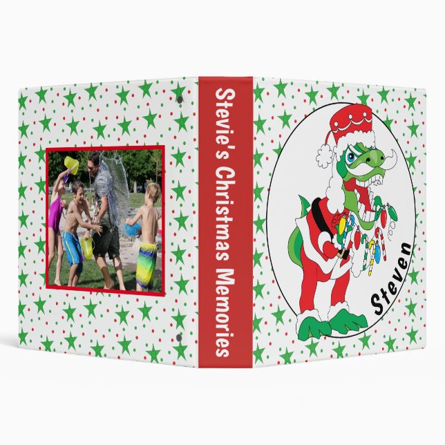 Christmas Photo Binder Personalize TySANTAsaurus (Background)