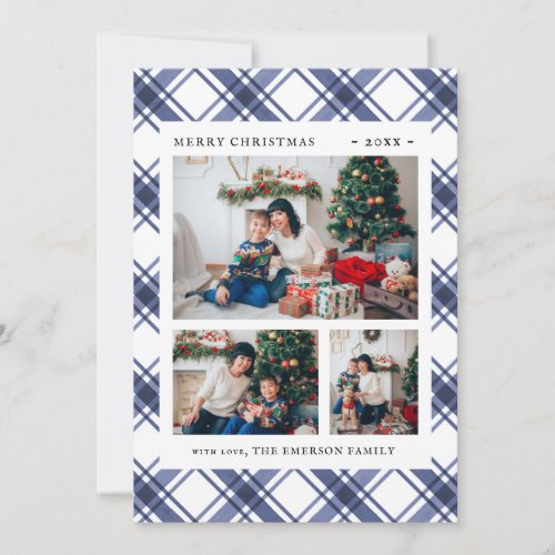 Christmas Photo Blue Holiday Card