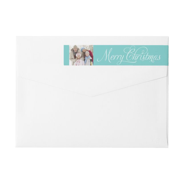 Christmas Photo | Blue Wrap Around Label (Back)