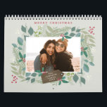 Christmas Photo Calendar<br><div class="desc">Original hand drawn winter wreath with eucalyptus, holly, mistletoe photo frame; with full bleed photos on each page and back side.</div>