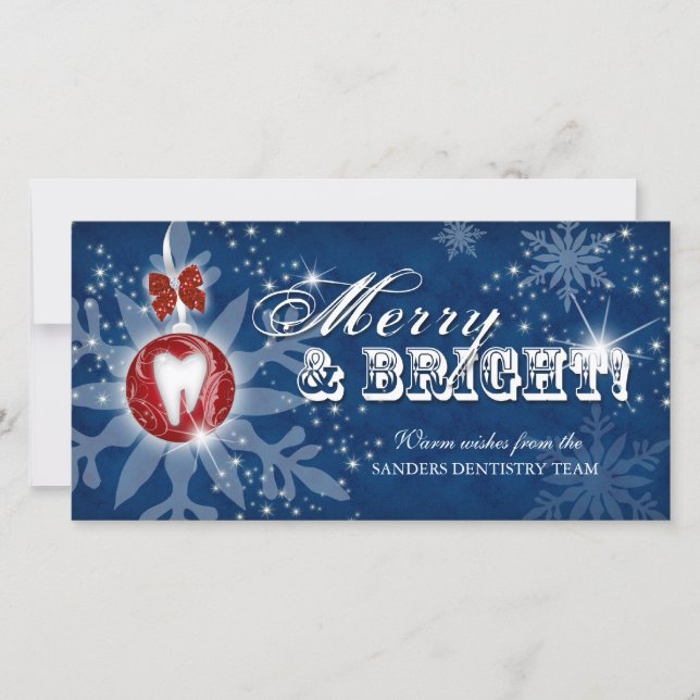 Christmas Photo Card Dental Molar Blue Red (Front)