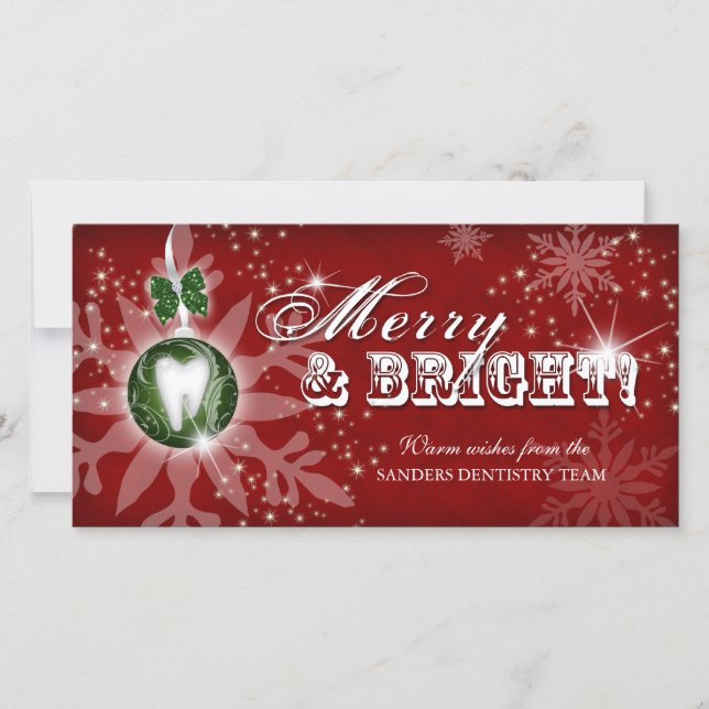 Christmas Photo Card Dental Molar Red Green (Front)
