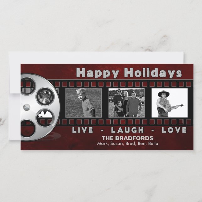 CHRISTMAS PHOTO CARD - FILM STRIP - HAPPY HOLIDAYS (Front)