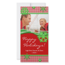 Christmas Photo Card Holiday Red Checkers photo cards by spacards Christmas Photo Card Holiday Red Checkers photo cards