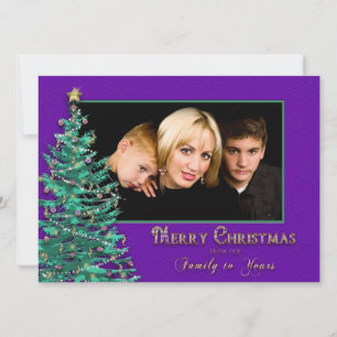 Christmas Photo Card - Large - Tree - Purple