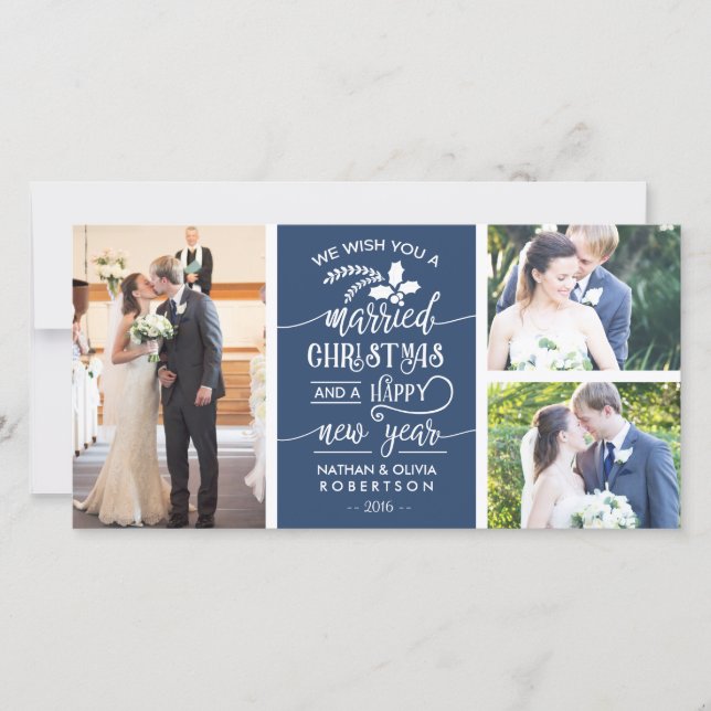 Christmas Photo Card, Married, EDITABLE COLOR Holiday Card (Front)