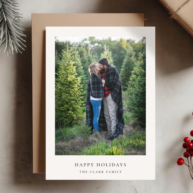 Christmas Photo Card | Minimal Happy Holidays (Share your joy with a minimalist vertical holiday photo card)