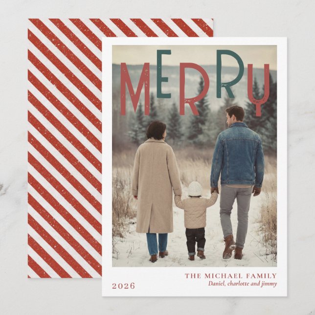 Christmas Photo Card  Modern Minimal Holiday (Front/Back)