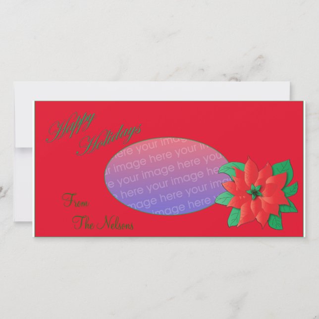 Christmas Photo Card Red Poinsettia (Front)