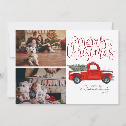 Christmas Photo Card _ Vintage Red Truck