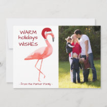 Christmas photo card with funny Flamingo Santa Hat