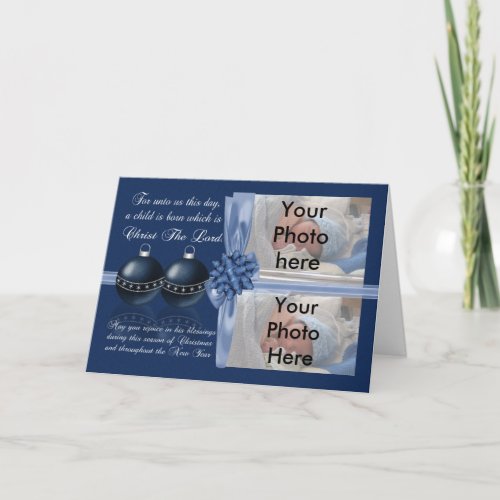 Christmas Photo Card With Religious Wording And Ba